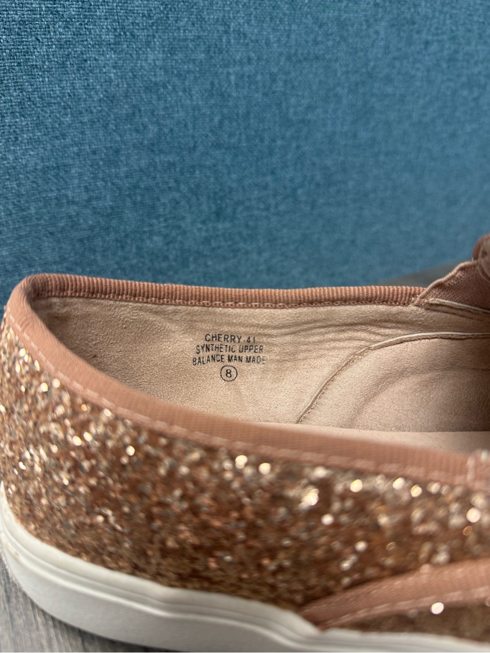 De Blossom Collection Rose Gold Glitter Slip On Sneakers Cherry-41 Womens 8 - Picture 8 of 8